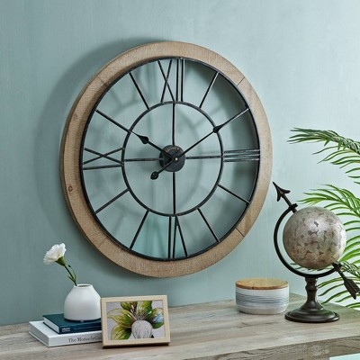 Timeworn Farmhouse Cottage Wall Clock Brown - FirsTime