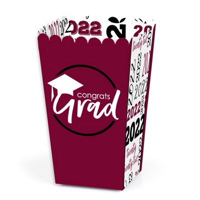 Big Dot of Happiness Maroon Grad - Best is Yet to Come - Burgundy 2022 Graduation Party Favor Popcorn Treat Boxes - Set of 12