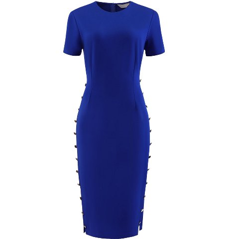 Женские платья INSPIRE CHIC Women's Elegant Short Sleeve Button Decor Wear to Work Sheath Dress Royal Blue Medium
