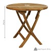 Sunnydaze Outdoor Solid Teak Wood with Light Stained Finish Round Patio Dining Table - Light Brown - 3 of 4