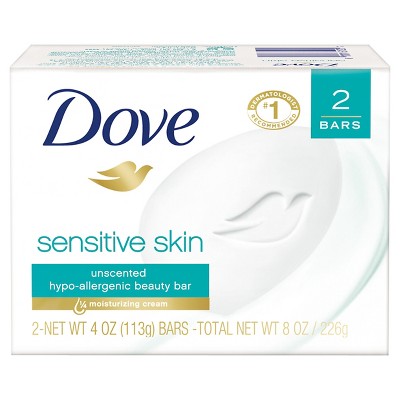 Dove Sensitive Skin Beauty Bar 4 oz, 2 Bar