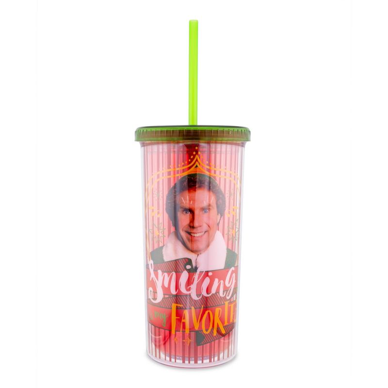 Silver Buffalo Elf "Smiling's My Favorite" Carnival Cup With Lid and Straw | Holds 20 Ounces, 1 of 9