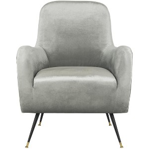 Noelle Velvet Retro Mid Century Accent Chair  - Light Grey - Safavieh - 1 of 4