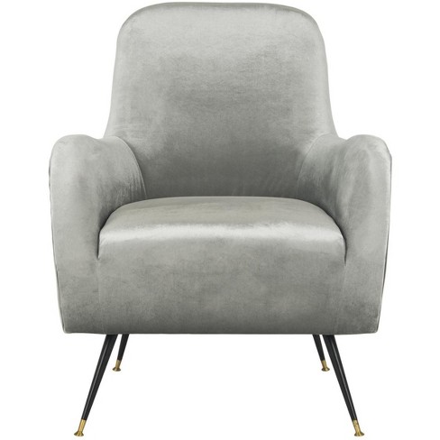 Noelle Velvet Retro Mid Century Accent Chair  - Light Grey - Safavieh - image 1 of 4