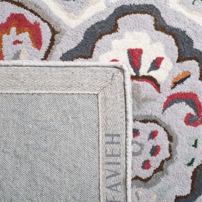 Grey and Red Hand-Tufted Wool 8' x 10' Area Rug