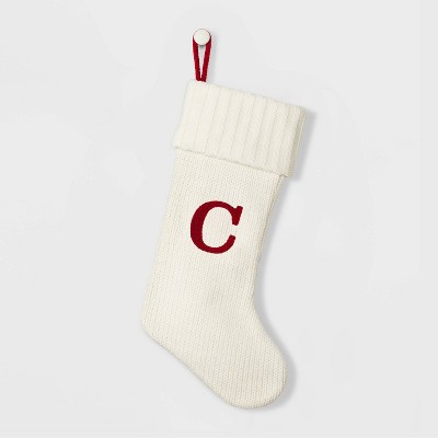 Knit Monogram Christmas Stocking White - Wondershop™