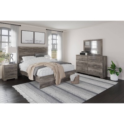 Gray Transitional 2-Drawer Nightstand with Pewter Handles