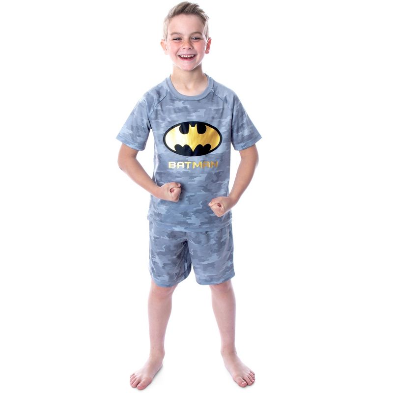DC Comics Boys' Justice League Digital Camo Batman 2 PC Pajama Set Grey, 5 of 6