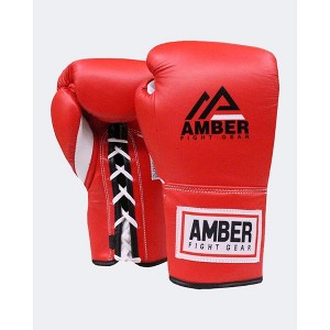 Amber Fight Gear Pro Leather Fight Gloves – Padded, Pre-Curved, Attached Thumb & Foam Layers for Combat Performance - 1 of 1