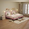 Kids Bed Frame, Upholstered Platform with Adjustable Headboard & LED, Wooden Slats, No Box Spring - 3 of 4