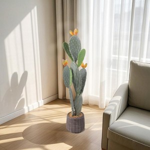 42" Artificial Cactus Plant – Realistic Large Potted Cactus, Low Maintenance, Indoor Outdoor Decorative Greenery for Home, Office, Garden - 1 of 4