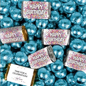 Happy Birthday Candy Confetti Assorted Wrapped Chocolate Miniatures and Milk Chocolate Foil Ball Mix - 1 of 4