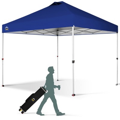 CROWN SHADES 10x10 Pop Up Canopy - Beach Tent with One Push Setup - Easy Outdoor Sun Shade for Events, Parties, Camping - Gazebo with STO-N-Go Cover Bag, Silver Coated Top