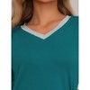 cheibear Womens Cotton Sleepwear Soft Comfy Sleepshirts V Neck Short Sleeve Short Night Shirts Sleep Dress with Pockets - 4 of 4