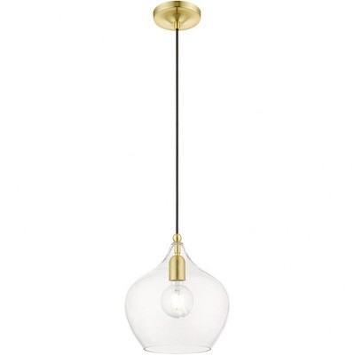 Aldrich 10" Clear Glass Brass Pendant Light