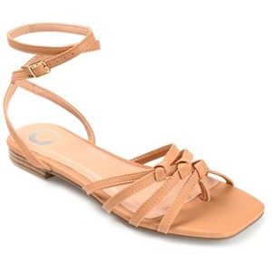 Journee Collection Womens Indee Ankle Wrap Low Block Heel Sandals Mocha 9.5 - 1 of 4