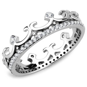 Slickblue Women's Polished Stainless Steel Ring with Clear CZ, Simple & Elegant, Perfect for Everyday Wear, Sizes 5-10 - 1 of 4