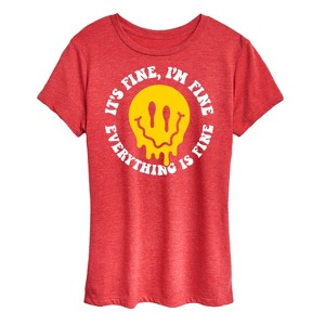 Women's - Instant Message - Everything Is Fine Melted Smile Short Sleeve Graphic T-Shirt - 1 of 4