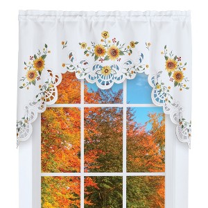Collections Etc Embroidered Sunflower Bouquet Drapes with Tiebacks Included - 1 of 3