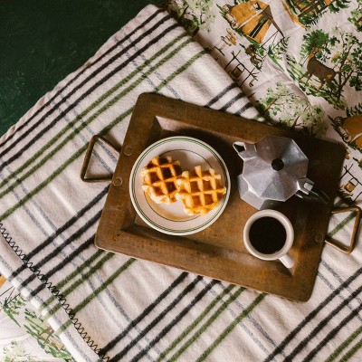 Cream and Gray Plaid Ultra Soft Wool Throw Blanket