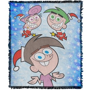 Fairly Oddparents Merry Fairy Timmy Wanda Cosmo Blanket 50"x60" Woven Tapestry - 1 of 4