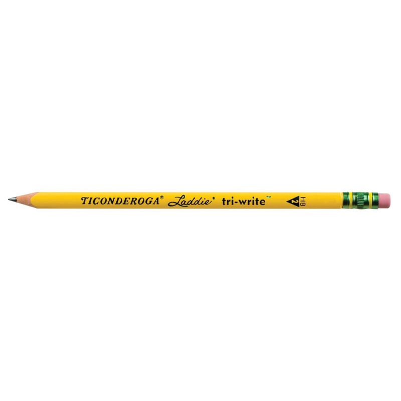 Ticonderoga Laddie TriWrite Triangular Pencils with Erasers, Yellow, Pack of 36, 1 of 5