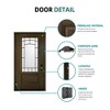 36 x 80 Smooth Fiberglass Entry Door, Vinyl Frame, Smooth Brush Dark Brown, 3/4 View Frosted Glass - 4 of 4