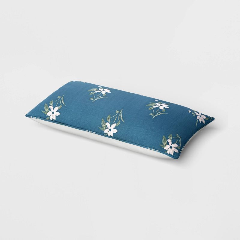 24&#34;x12&#34; Embroidered Floral Rectangular Indoor Outdoor Lumbar Pillow Blue - Threshold&#8482; designed with Studio McGee, 4 of 6