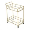 2 Tier Mobile Serving Cart, Metal Rolling Bar Cart With Glass Rack Shelves, Kitchen Island Utility Cart With Wheels for Kitchen Dining Living Room - 4 of 4