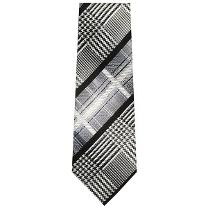 TheDapperTie Men's Black And White Stripes Necktie with Hanky - 1 of 3