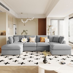 130"W Modular Sectional Sofa, U-Shape Convertible Sofa Couch Set with Removable Ottomans 4S -ModernLuxe - 1 of 4