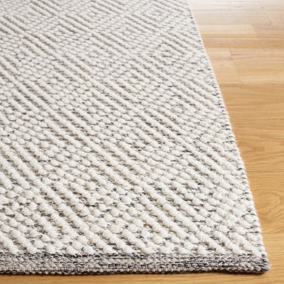 Ivory and Light Grey Wool Hand-Tufted Runner Rug