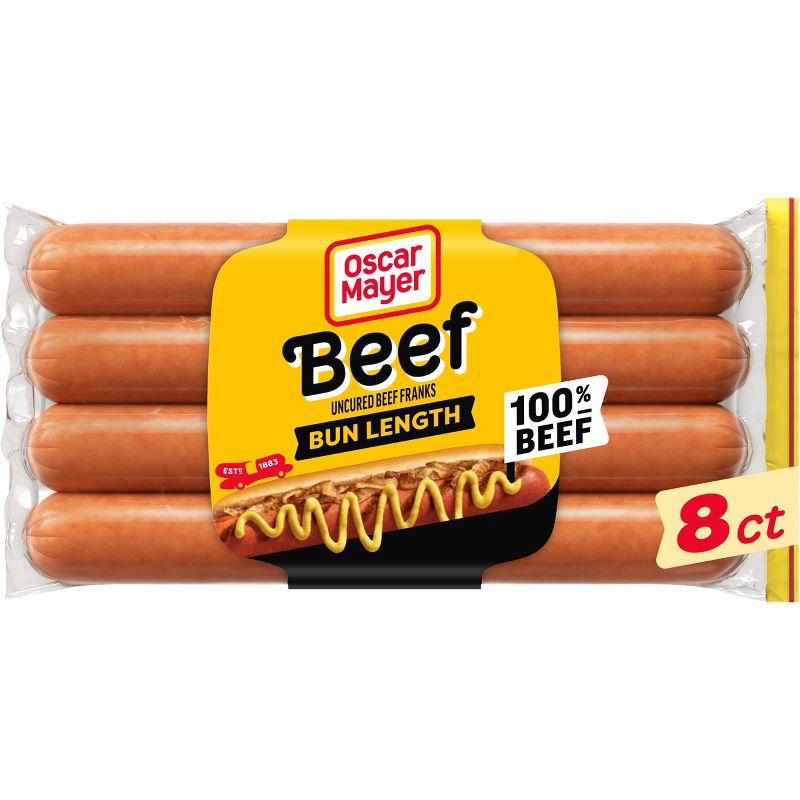 Oscar Mayer Bun-Length Uncured Beef Franks Hot Dogs - 15oz/8ct, 1 of 14