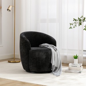 Chenille Swivel Accent Chair Barrel Accent Chair Armchair With Powder Coating Metal Ring-Tanpinhause - 1 of 4