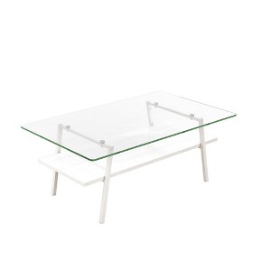 NicBex Modern 38.58" Rectangle Coffee Table with Glass Top, Open Storage Shelf and Iron Frame for Living Room - 1 of 4