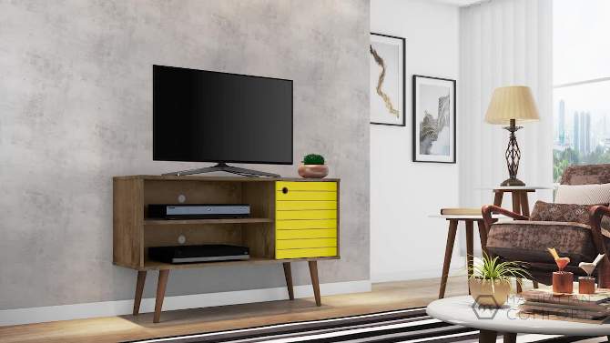 Liberty Mid-Century Modern 2 Shelves and 1 Door TV Stand for TVs up to 46" - Manhattan Comfort, 2 of 10, play video