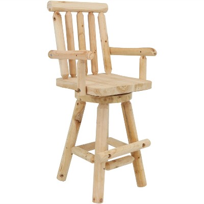 Sunnydaze 4 Foot Unfinished Wood Swivel Bar Stool Rustic Log Cabin Style