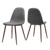 Mid Century Modern Upholstered Dining Chair Set of 2 with Quilted Back and Walnut Metal Legs for Kitchen or Dining Room-Baofuwish - 3 of 4