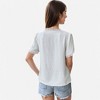 Anna-Kaci Women's Textured Lace Trim V-Neck Short Sleeve Blouse - 4 of 4
