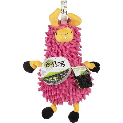 goDog Llamas Noodle Squeaky Plush Dog Toy, Chew Guard Technology - Pink, Small
