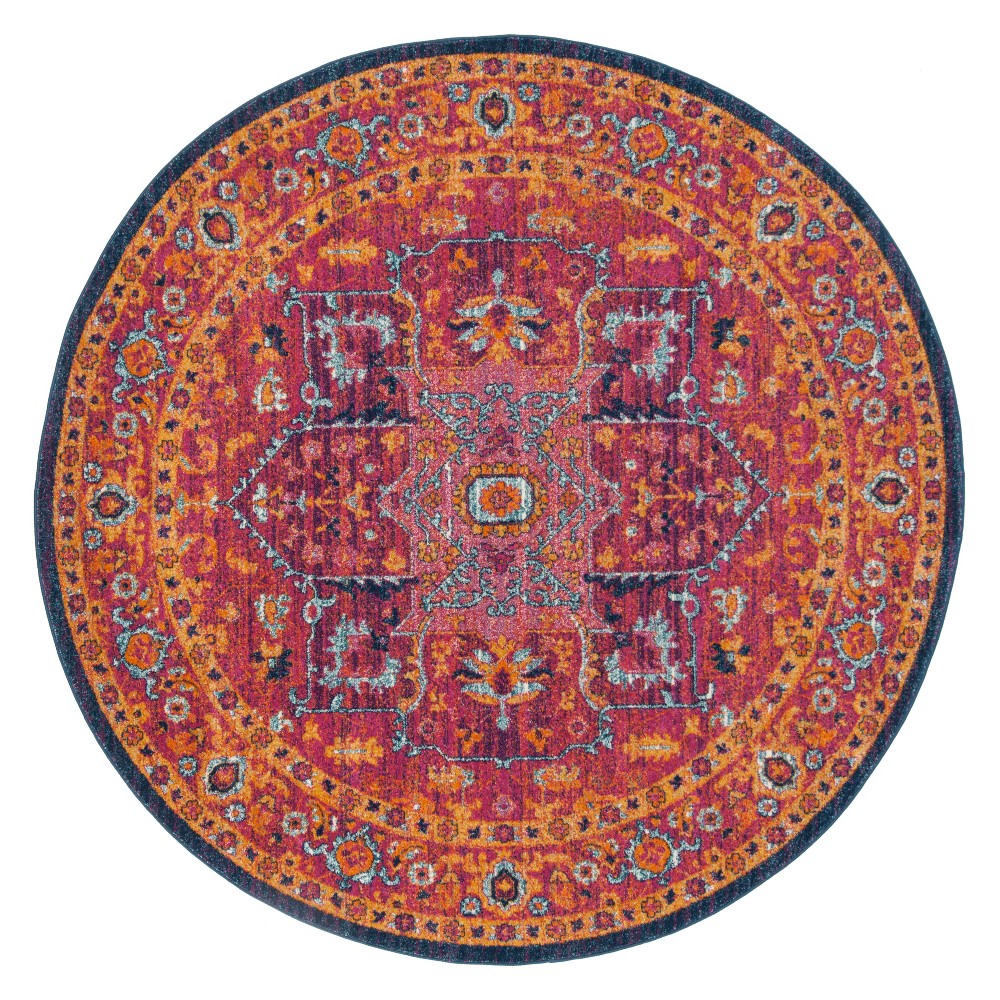 5'1in Round Medallion Loomed Area Rug Red - Safavieh