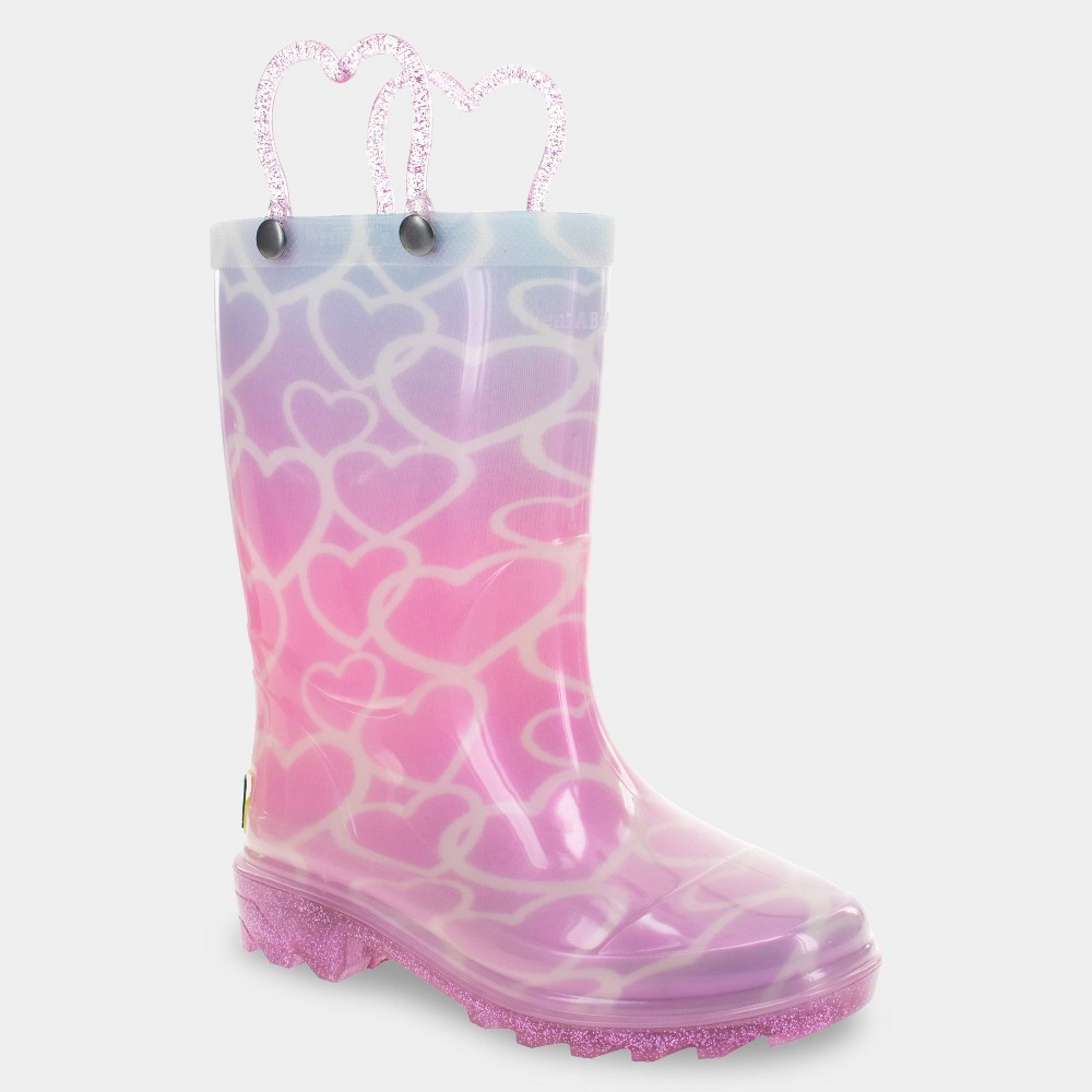Western Chief Toddler Girls' Abby Pearlized Glitter Hearts Rain Boots - 5T