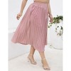 Clearlove Plus Size Pleated Skirt Women's Elastic Waist Boho  Midi Skirts with Pockets - 2 of 4