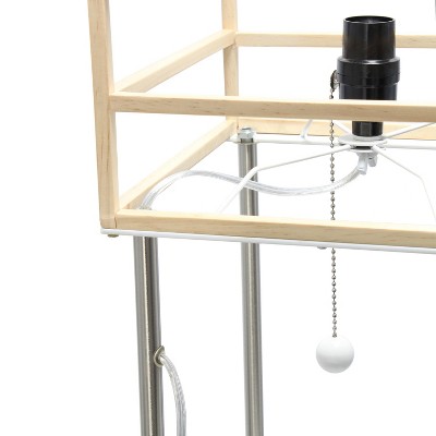 White Metal Etagere Floor Lamp with Storage Shelves and Linen Shade
