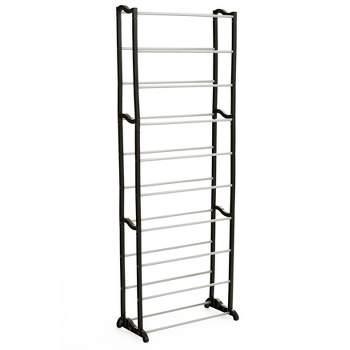 The Lakeside Collection Metal Shoe Rack - 10 Tier Storage for Bedroom or Closet - Holds up to 30 Pairs