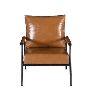 Christopher Knight Home Wayne Faux Leather and Metal Accent Chair, Brown/Black - 1 of 4
