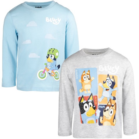Bluey Bingo Dad Little Boys 2 Pack T-Shirts Blue/Gray 7-8