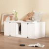Famapy White Dual Space Cat Cabinet Magnetic Door Separate Litter Collection - 3 of 4
