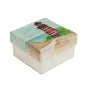 Beachcombers Capiz Box Lighthouse Design 3 x 1.5 x 3 Inches. - 1 of 2