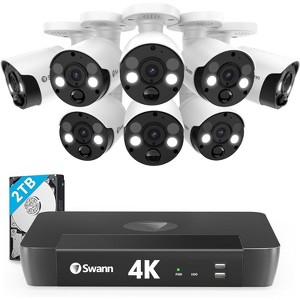 Swann NVR Security System, Round Spotlight Bullet Cameras, 88680 Hub, Black - 1 of 4
